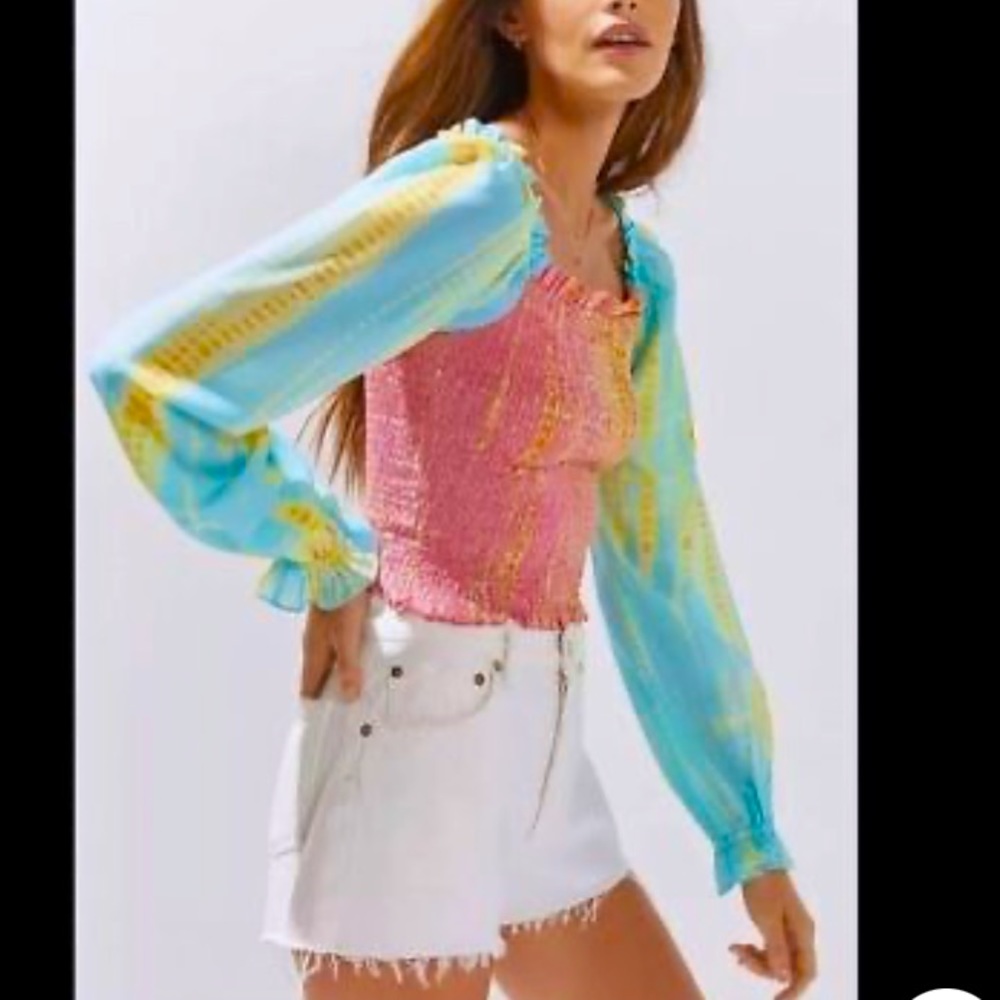 Anthropologie Kavita Bhartia smocked tie dye top